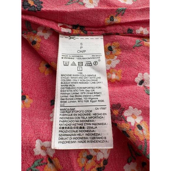 Gap Wrap Dress Small Women Maxi Pink Floral Cap Sleeve Y2K Romantic Fairy - Picture 9 of 9
